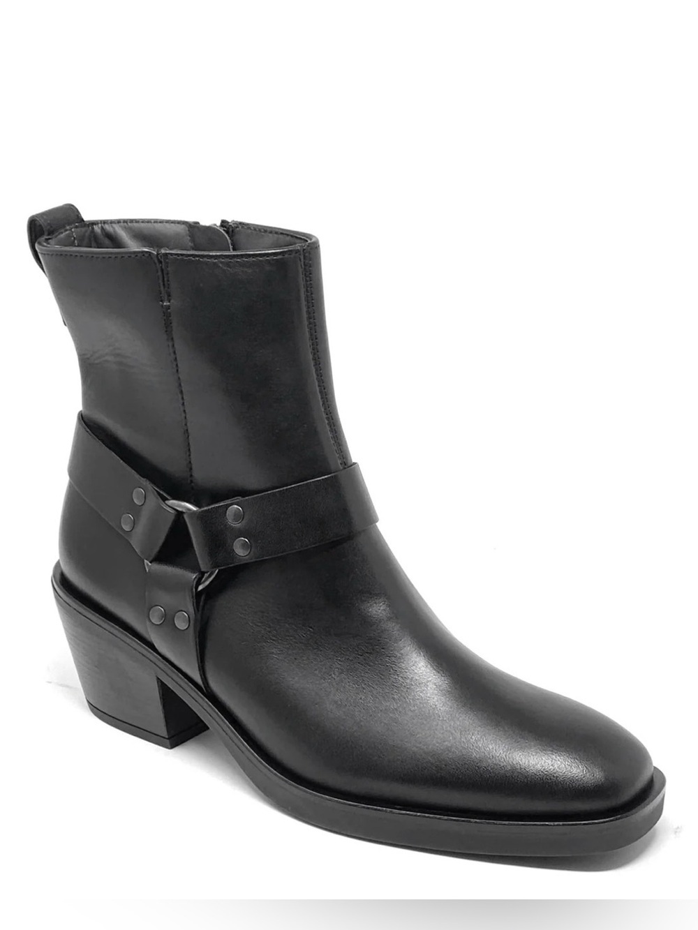Paul Green Black Leather 8152 Moto Ankle Mid Calf Boot Bootie-Sz 9/UK 6.5, NWOB